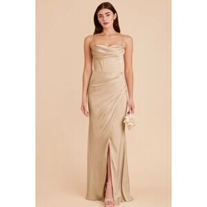 Birdy Grey Carrie Chiffon Maxi Dress in Gold - Size Small nwt fast shipping